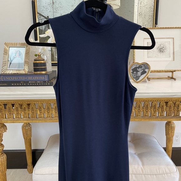 Torn by Ronny Kobo Navy Blue Asymmetrical Bottom Ruffle Midi Dress Size XS - Picture 5 of 10